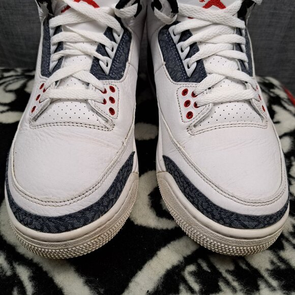 Size 8 Nike Air Jordan 3 Retro Men Denim SE Fire Red 2020 - Picture 12 of 12
